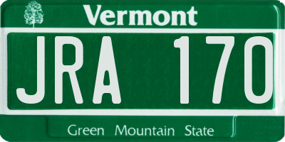 VT license plate JRA170