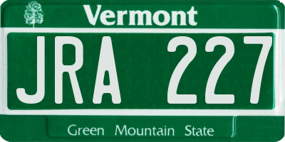VT license plate JRA227