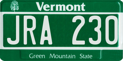 VT license plate JRA230