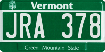 VT license plate JRA378