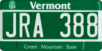 VT license plate JRA388