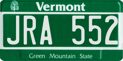 VT license plate JRA552