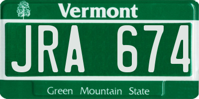VT license plate JRA674