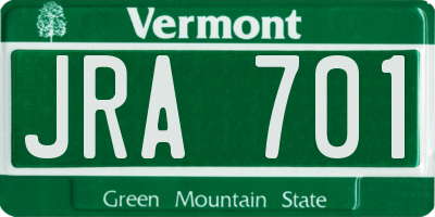 VT license plate JRA701