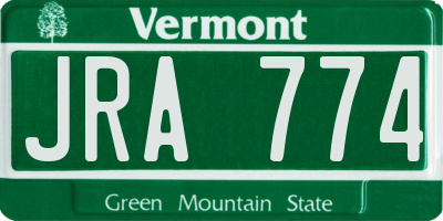 VT license plate JRA774