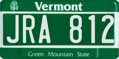 VT license plate JRA812