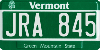 VT license plate JRA845