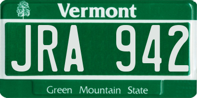 VT license plate JRA942