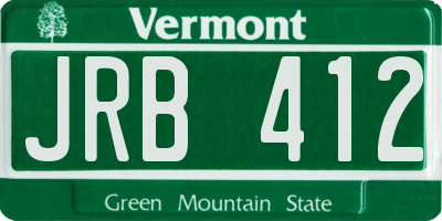 VT license plate JRB412