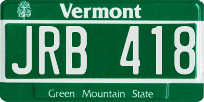 VT license plate JRB418