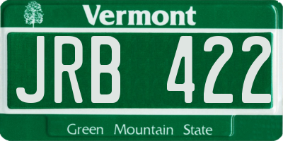 VT license plate JRB422