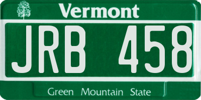 VT license plate JRB458