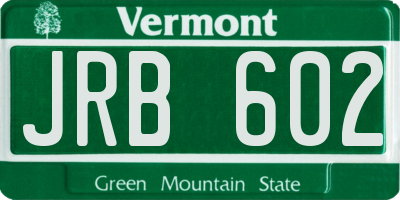 VT license plate JRB602