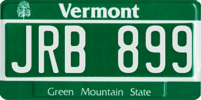 VT license plate JRB899