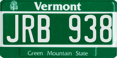 VT license plate JRB938
