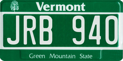 VT license plate JRB940