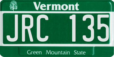 VT license plate JRC135