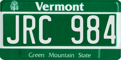 VT license plate JRC984