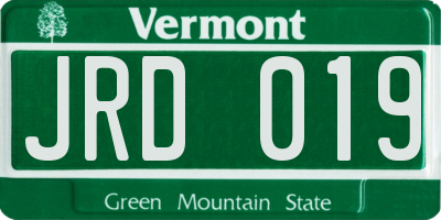 VT license plate JRD019