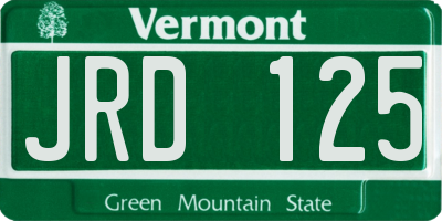 VT license plate JRD125