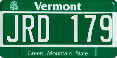 VT license plate JRD179