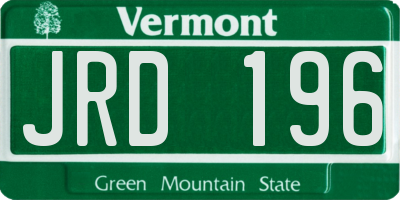 VT license plate JRD196