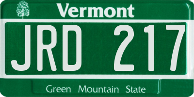 VT license plate JRD217