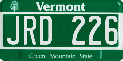 VT license plate JRD226