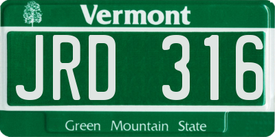 VT license plate JRD316