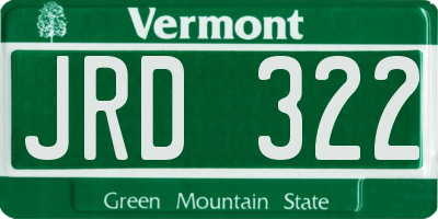 VT license plate JRD322