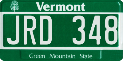 VT license plate JRD348