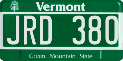 VT license plate JRD380
