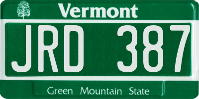 VT license plate JRD387