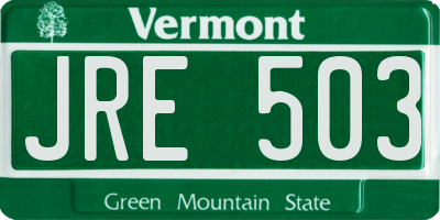 VT license plate JRE503