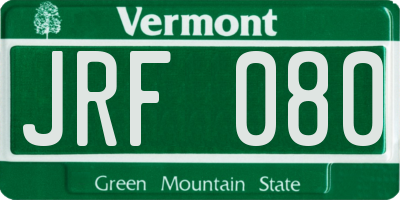 VT license plate JRF080