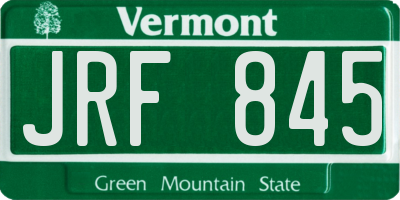 VT license plate JRF845