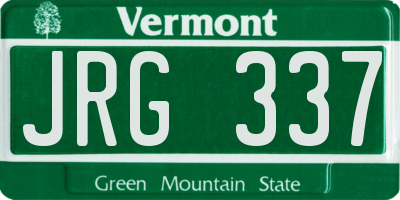 VT license plate JRG337