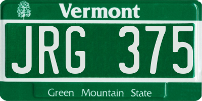 VT license plate JRG375
