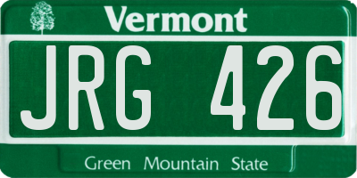 VT license plate JRG426