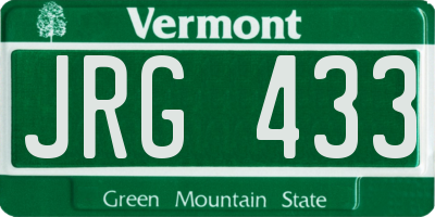 VT license plate JRG433
