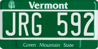 VT license plate JRG592