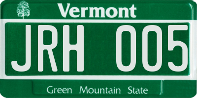 VT license plate JRH005