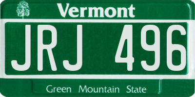 VT license plate JRJ496
