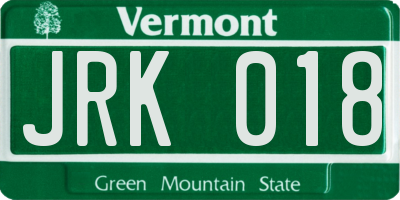 VT license plate JRK018