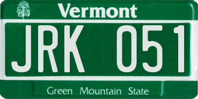 VT license plate JRK051