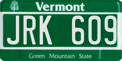VT license plate JRK609