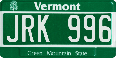 VT license plate JRK996