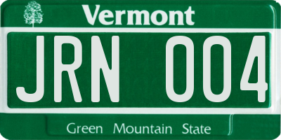 VT license plate JRN004