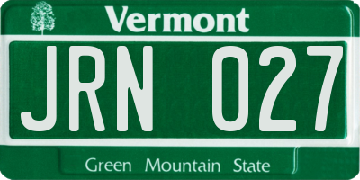 VT license plate JRN027