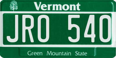 VT license plate JRO540